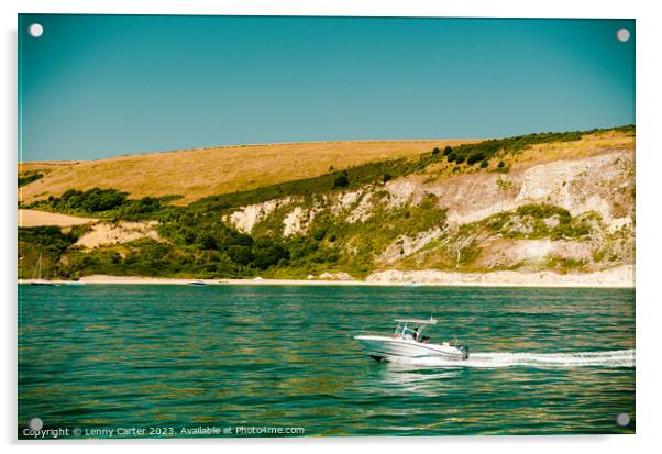 Small Boat Trip along the Jurasic Coastline Acrylic by Lenny Carter
