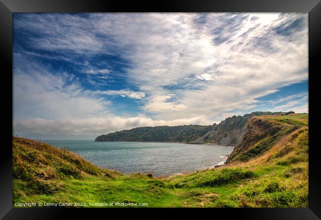 Durlston Bay Swanage Framed Print by Lenny Carter