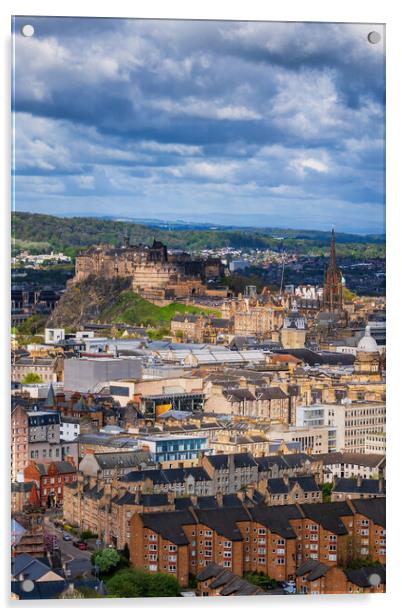 Edinburgh Cityscape In Scotland Acrylic by Artur Bogacki