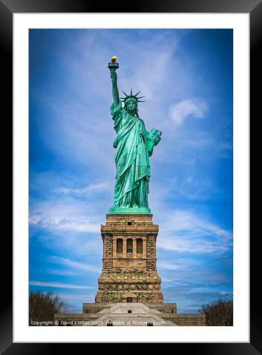 Statue Of Liberty Framed Mounted Print by David J Gillan