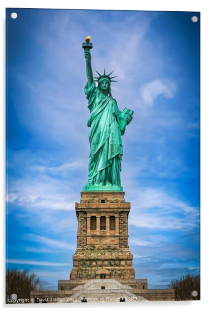 Statue Of Liberty Acrylic by David J Gillan