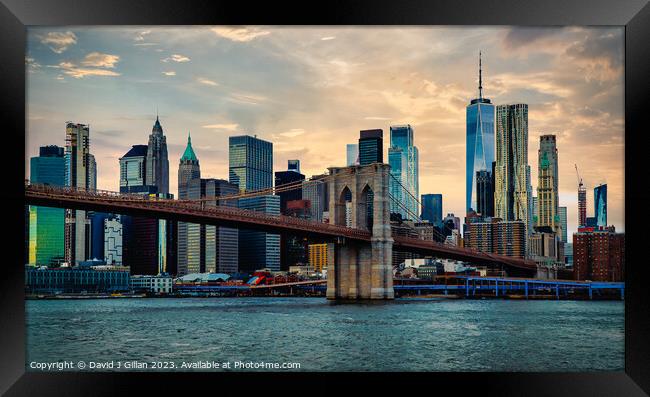 Brooklyn Bridge Framed Print by David J Gillan