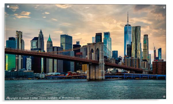 Brooklyn Bridge Acrylic by David J Gillan
