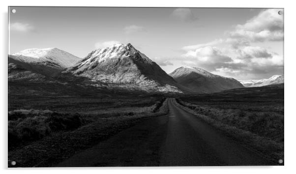 The Road To Glen Etive B&W Acrylic by Anthony McGeever