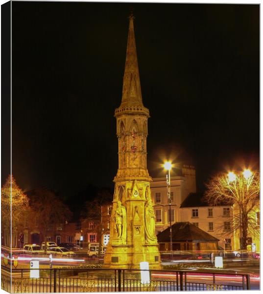 Banbury Cross at night Canvas Print by Cliff Kinch