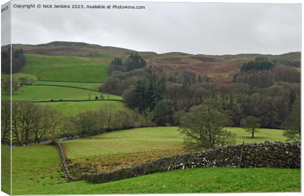 Section of Dentdale heading up to Dent  Canvas Print by Nick Jenkins