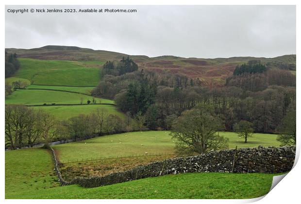 Section of Dentdale heading up to Dent  Print by Nick Jenkins