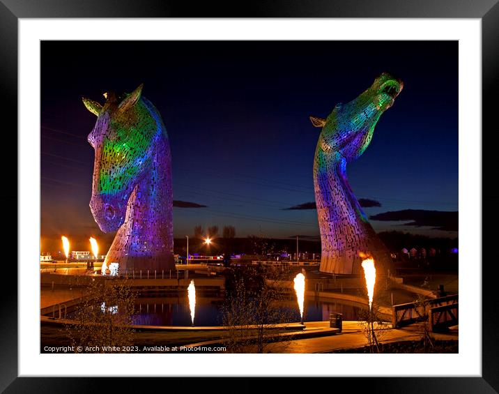 The Kelpies at The Helix project, Grangemouth, Sco Framed Mounted Print by Arch White