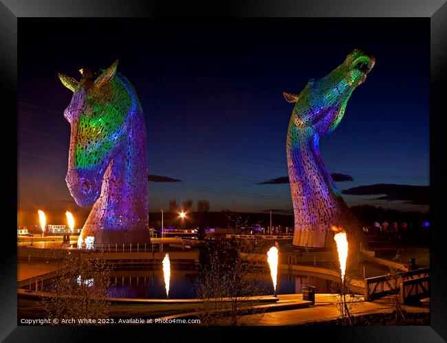 The Kelpies at The Helix project, Grangemouth, Sco Framed Print by Arch White
