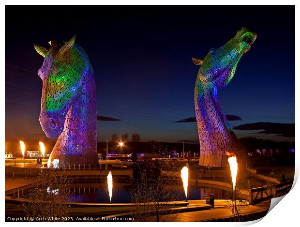 The Kelpies at The Helix project, Grangemouth, Sco Print by Arch White
