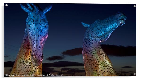 The Kelpies at The Helix project, Grangemouth, Sco Acrylic by Arch White
