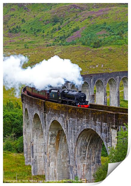 Jacobite Steam Train, Glenfinnan Viaduct, Lochaber Print by Arch White