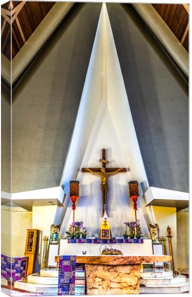 Altar St Augustine By the Sea Catholic Church Honolulu Hawaii Canvas Print by William Perry