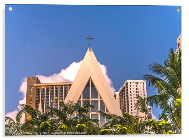 St Augustine By the Sea Catholic Church Honolulu Hawaii Acrylic by William Perry