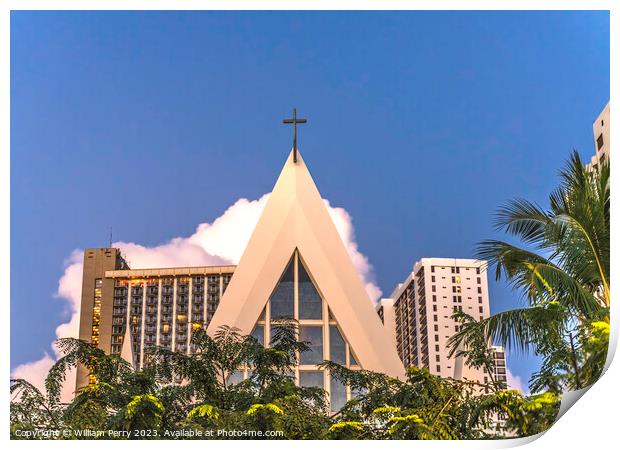 St Augustine By the Sea Catholic Church Honolulu Hawaii Print by William Perry