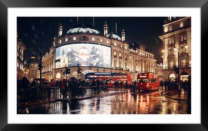 Piccadilly Circus at Night  Framed Mounted Print by CC Designs
