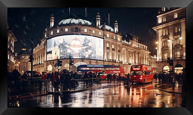 Piccadilly Circus at Night  Framed Print by CC Designs