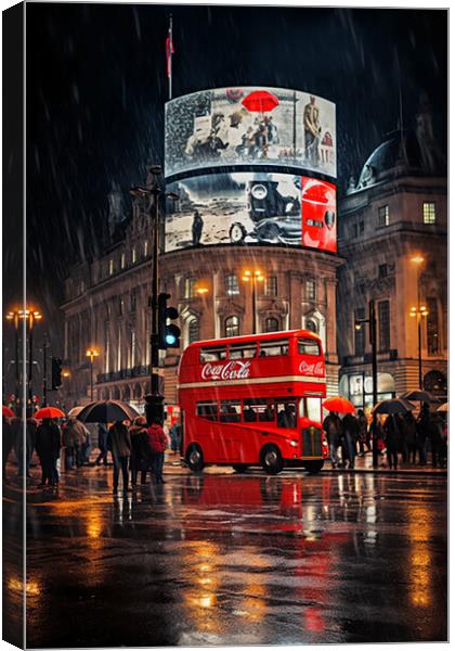 Piccadilly in the Rain  Canvas Print by CC Designs