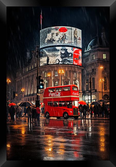 Piccadilly in the Rain  Framed Print by CC Designs