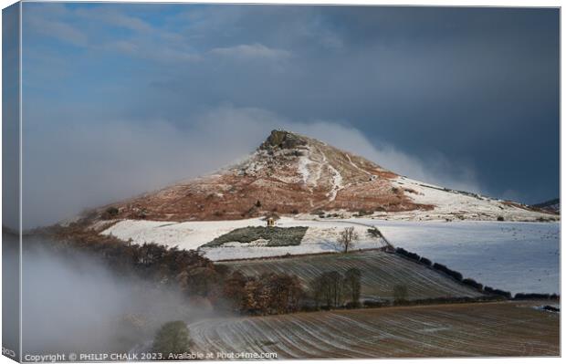 Roseberry topping in the snow 996 Canvas Print by PHILIP CHALK