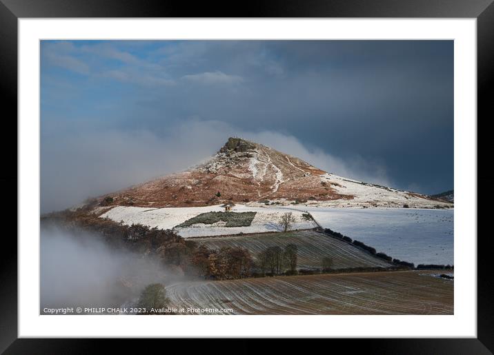 Roseberry topping in the snow 996 Framed Mounted Print by PHILIP CHALK
