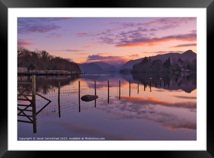 Derwentwater Sunset Framed Mounted Print by Janet Carmichael