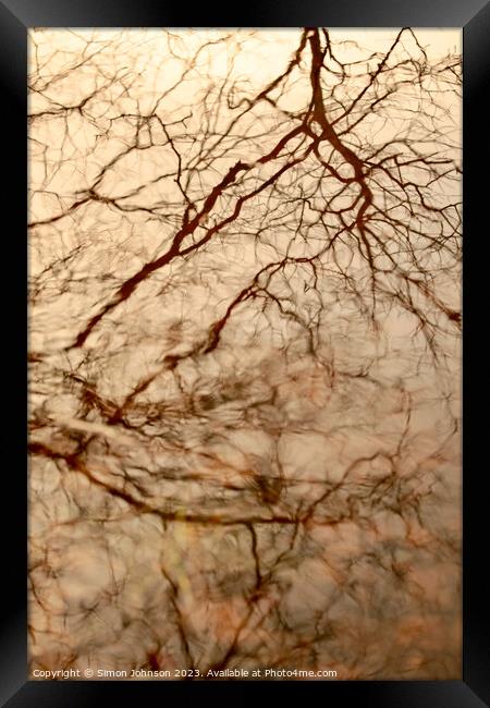 Pond reflections Framed Print by Simon Johnson