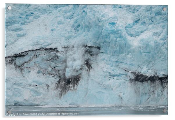 Ice falling from the front of a Tidewater Glacier, Alaska, USA Acrylic by Dave Collins