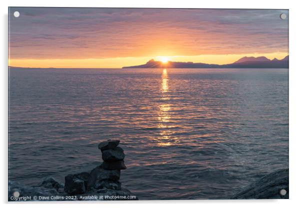 Sunset over the Isle of Eigg from north of Glenuig, Highlands, Scotland Acrylic by Dave Collins