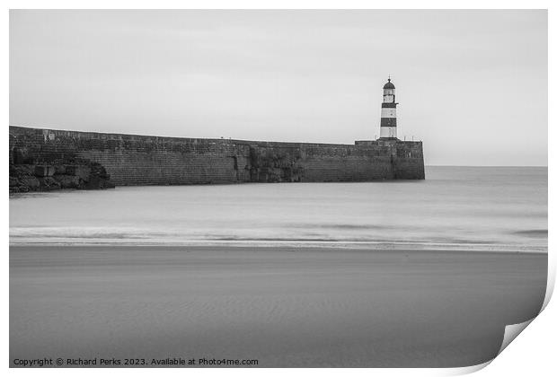 Seaham sea wall and Lighthouse Print by Richard Perks