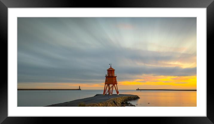 Sun Rays At Herd Groyne Lighthouse   Framed Mounted Print by Phil Durkin DPAGB BPE4