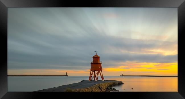 Sun Rays At Herd Groyne Lighthouse   Framed Print by Phil Durkin DPAGB BPE4