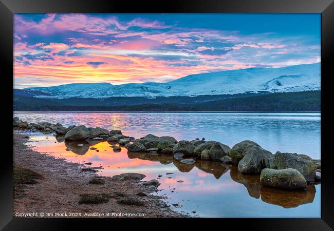 Loch Morlich Sunrise Framed Print by Jim Monk