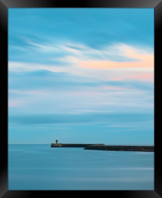 Sunset At South Shields Lighthouse Framed Print by Phil Durkin DPAGB BPE4