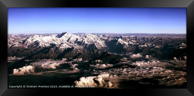 Himalayas Range Panorama with Mount Everest Framed Print by Graham Prentice