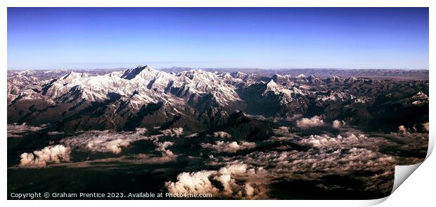 Himalayas Range Panorama with Mount Everest Print by Graham Prentice