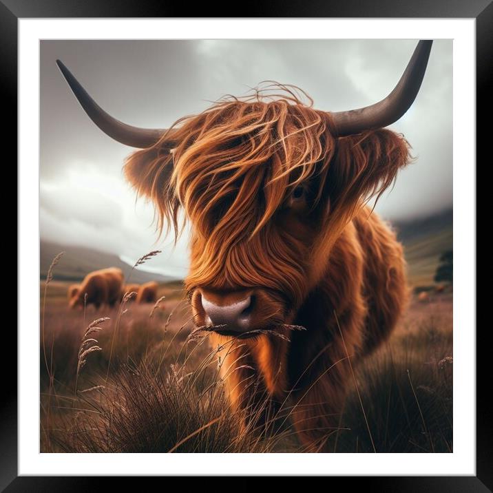 A close up of a Highland cow  Framed Mounted Print by Paddy 