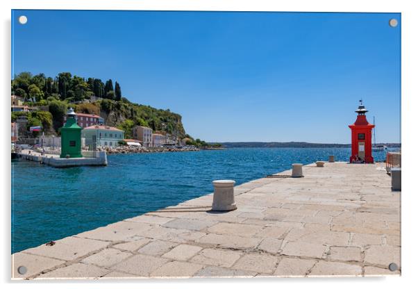 Seaside Promenade At Port Entrance In Piran Acrylic by Artur Bogacki