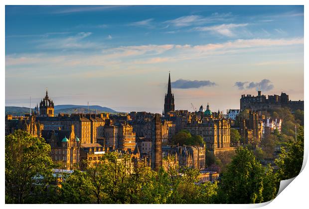 Edinburgh Old Town Skyline At Sunset Print by Artur Bogacki