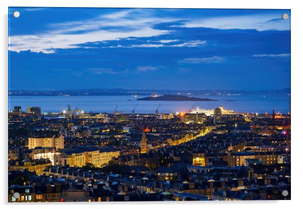 Edinburgh Evening Cityscape Acrylic by Artur Bogacki