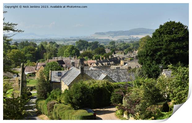 Looking out over Stanton Village Cotswolds  Print by Nick Jenkins