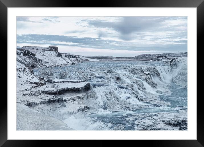Majestic Frozen Waterfall,Gullfoss waterfall ,Icel Framed Mounted Print by kathy white