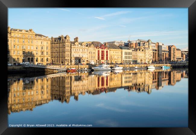 Newcastle upon Tyne quayside buildings Framed Print by Bryan Attewell
