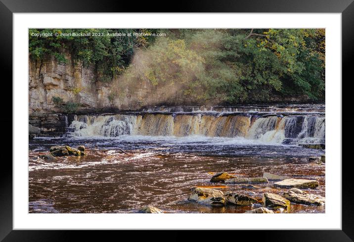 Richmond Falls on River Swale Swaledale Yorkshire Framed Mounted Print by Pearl Bucknall