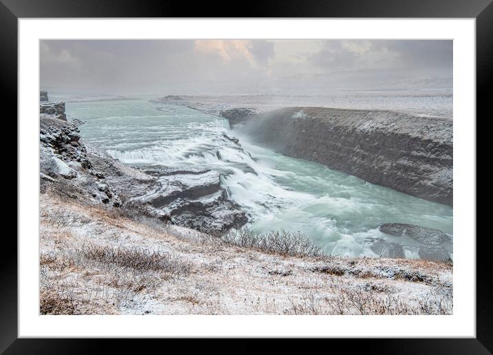 Gullfoss waterfall in Iceland Framed Mounted Print by kathy white