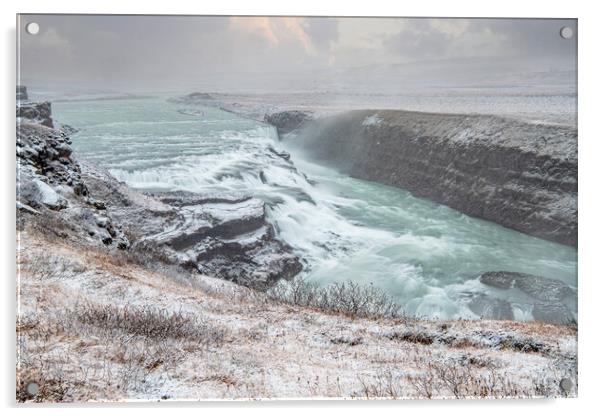 Gullfoss waterfall in Iceland Acrylic by kathy white