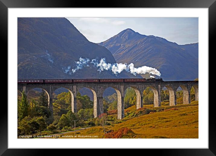 Jacobite Steam Train, Glenfinnan Viaduct, Lochaber Framed Mounted Print by Arch White