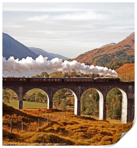 Jacobite Steam Train; Glenfinnan Viaduct; Lochaber Print by Arch White