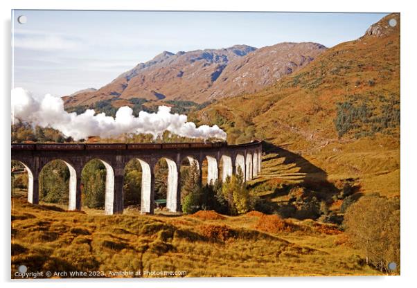 Jacobite Steam Train; Glenfinnan Viaduct; Lochaber Acrylic by Arch White