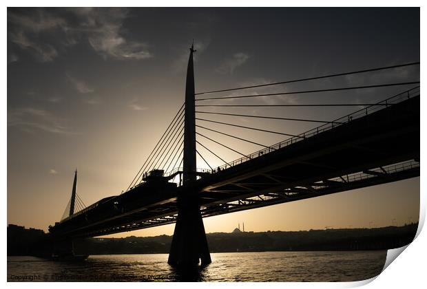 Silhouette of The Metro Bridge at The Golden Horn, Istanbul Print by Engin Sezer